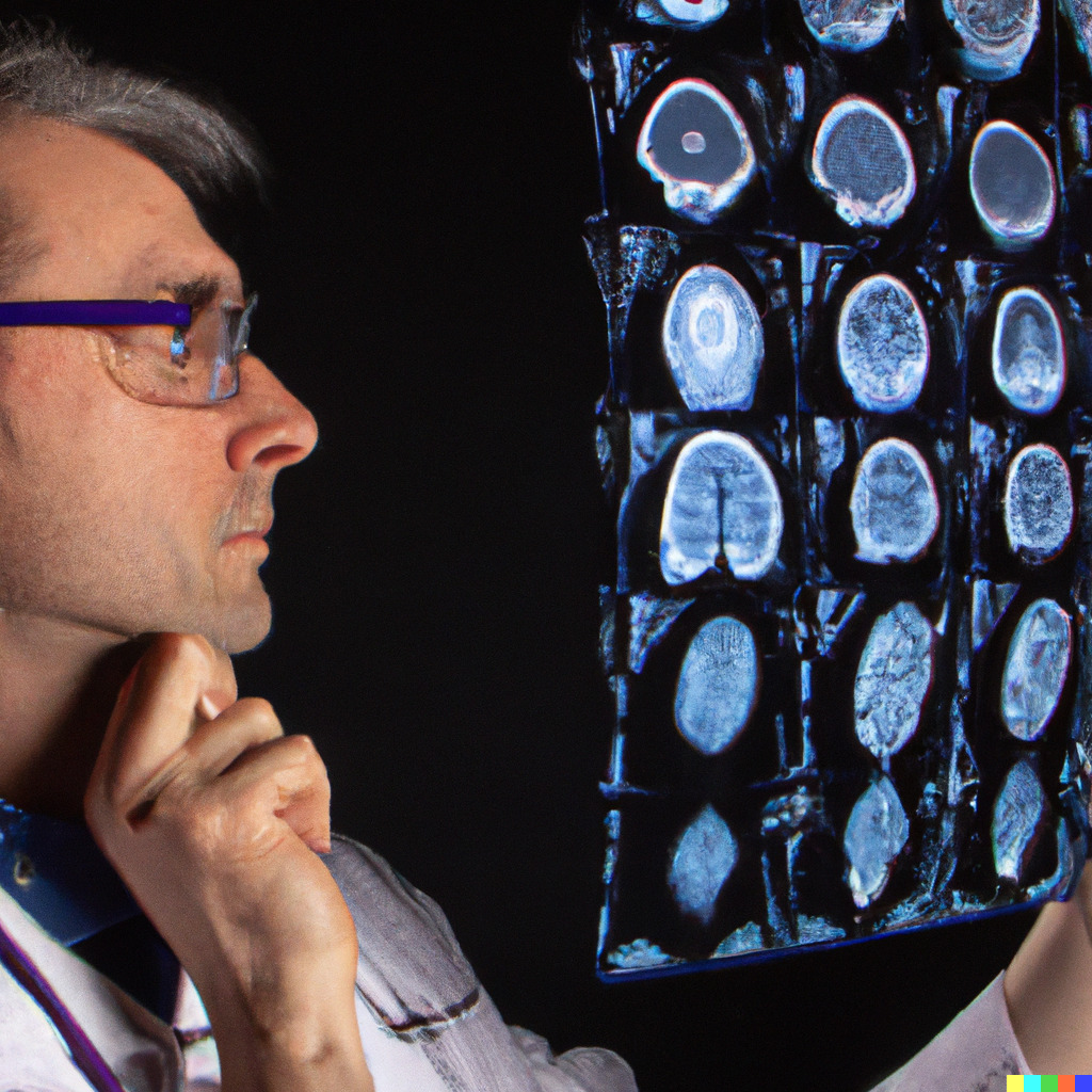 Neurologist with brain scan
